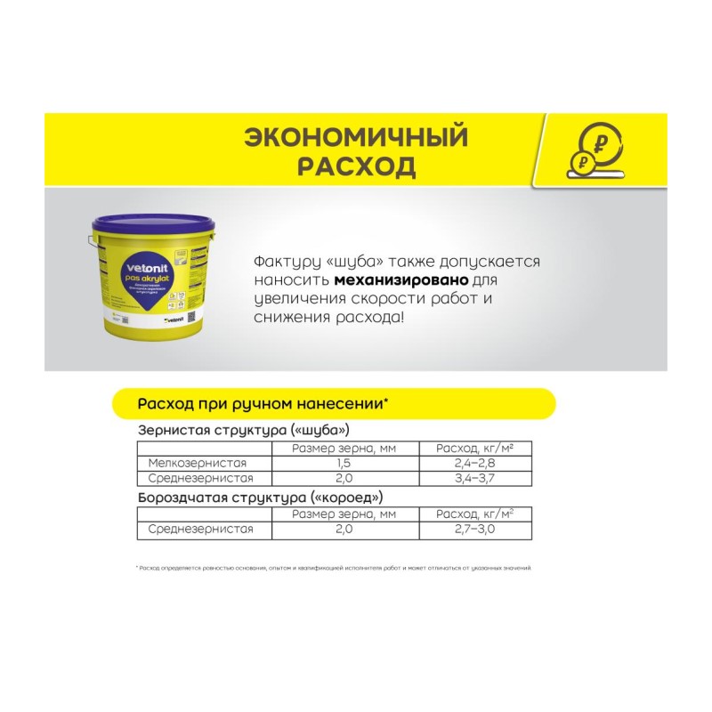 Штукатурка акриловая Vetonit Pas Akrylat короед 2 мм, база А100 белая (25 кг)