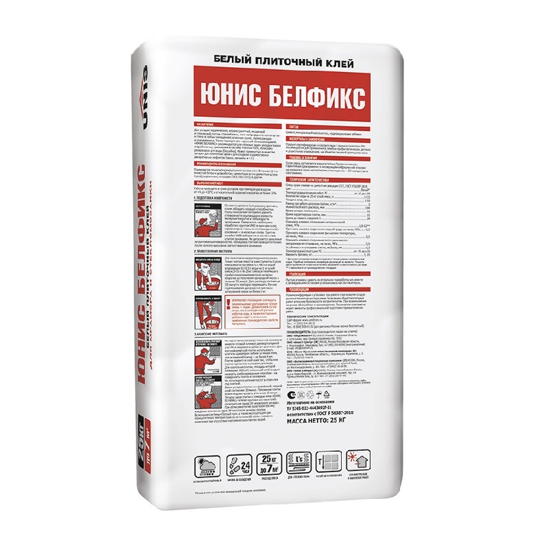 Клей для плитки Unis Белфикс белый (25 кг)
