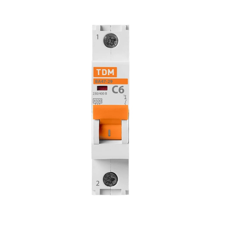 Выключатель автоматический TDM ВА 47-29, 4,5кА, С 6А, 1П