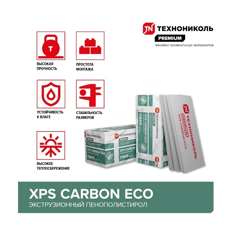 Пенополистирол экструдированный Технониколь XPS Carbon Eco 1200х600х20 мм, 20 шт