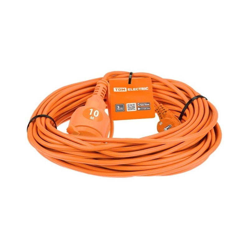 Удлинитель силовой TDM Electric, 1 гнездо, ПВС 3х1, 3500Вт, 16А, с/з, IP44, 10 м