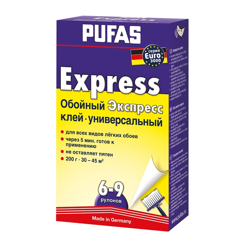 Клей экспресс быстрорастворимый Pufas Euro 3000 Express N051 (0,2 кг)