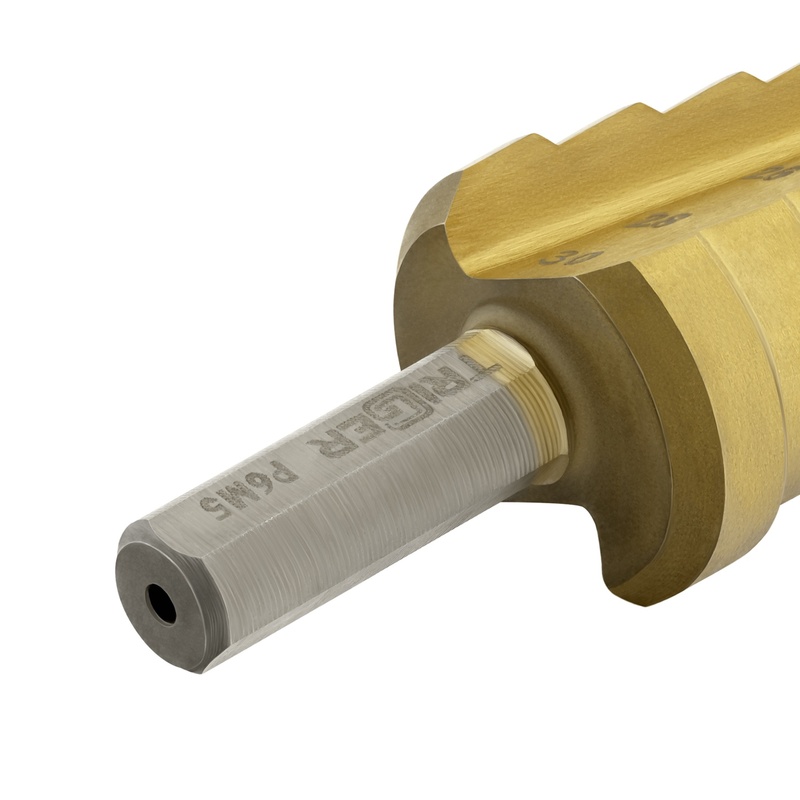 Сверло ступенчатое по металлу Trigger 74346 Р6М5 TIN d 4-30 мм