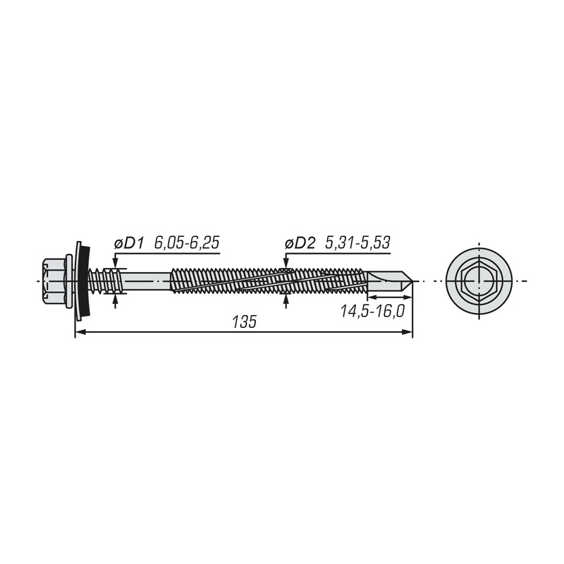 Саморез для сэндвич-панелей SWFS 6,3/5,5х135 (80 шт)