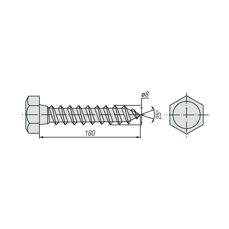 Шуруп сантеxнический SWFS 8х180 (400 шт)