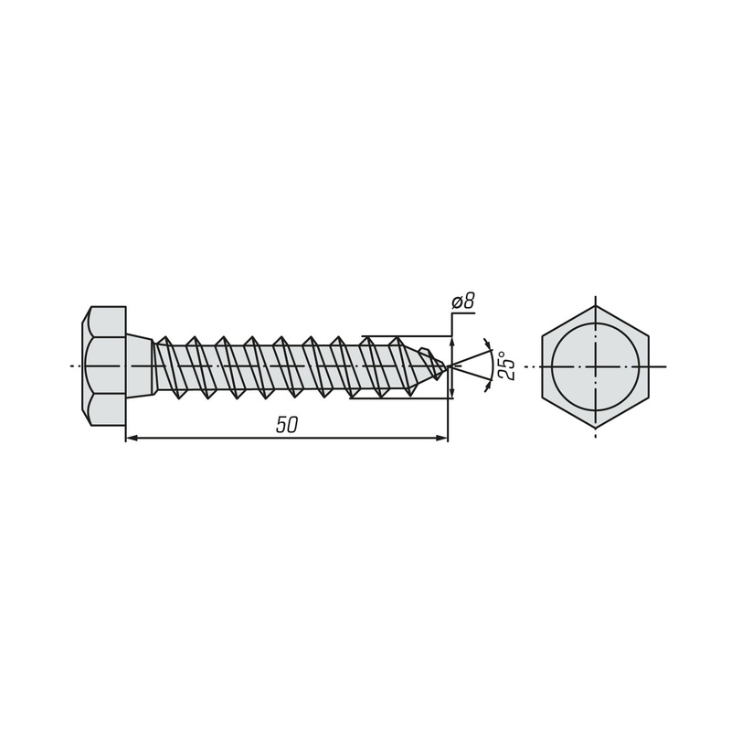 Шуруп сантеxнический SWFS 8х50 (50 шт)